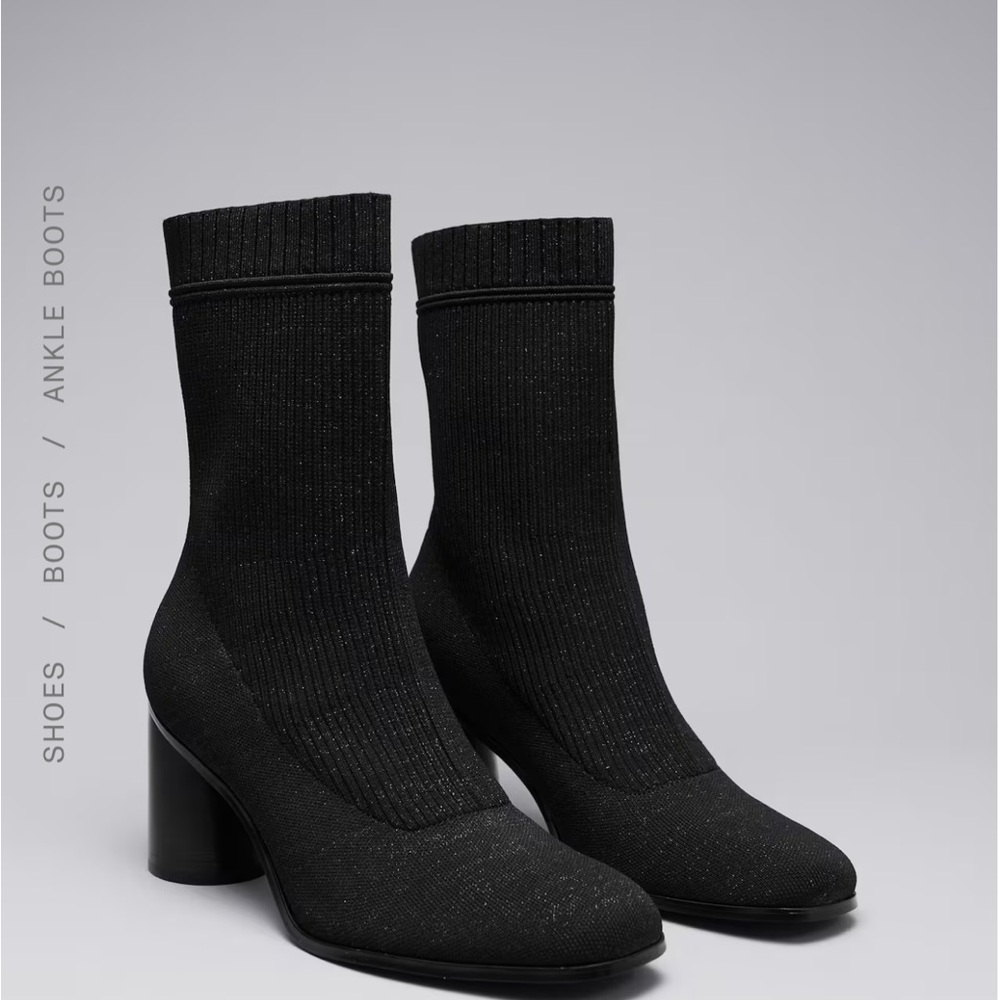 Elegant Black Ankle KNIT SOCK BOOTS